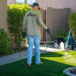 artificial turf getting professionally cleaned