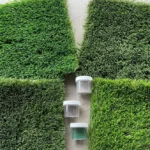 artificial turf samples with sample jars of turf infill